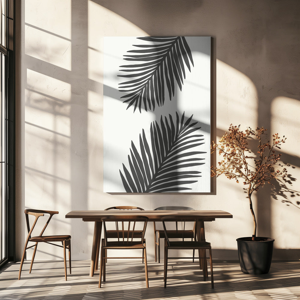 PALM LEAF 12 GRAPHITE GRAY | Canvas