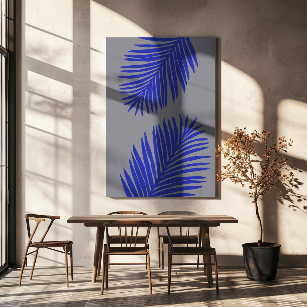 PALMBLATT 02 WEICHES GRAU | Leinwand