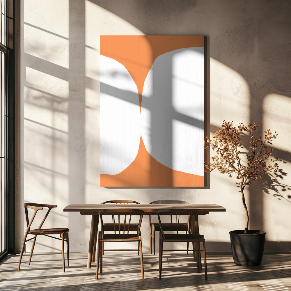 Geometric White Shapes On An Orange Background | Canvas