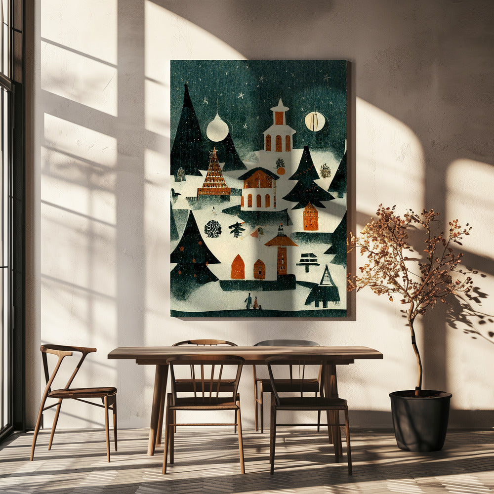 Winter Village Glow | Leinwand