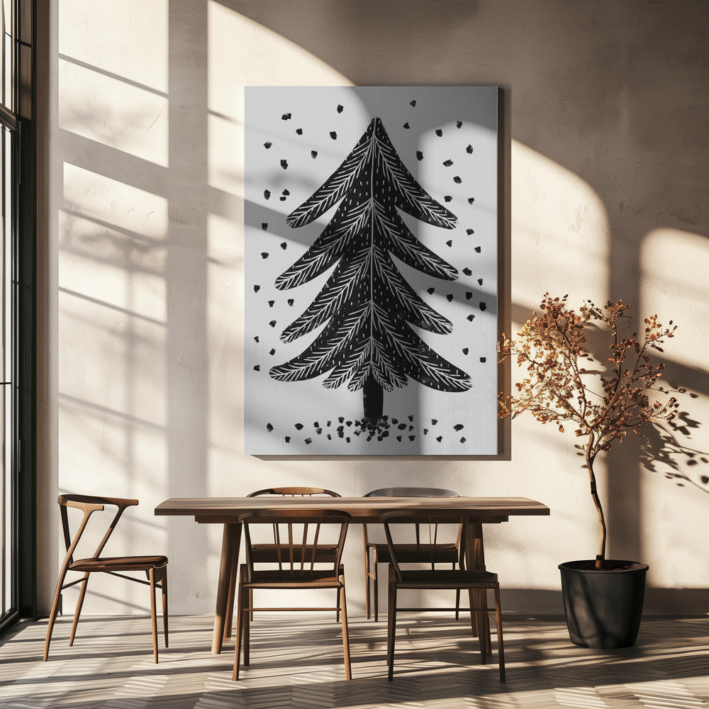 Monochromer Pinefall | Leinwand