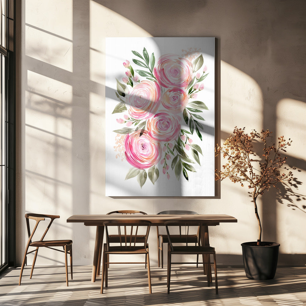 Begonie rosa Ranunkeln Strauß | Leinwand
