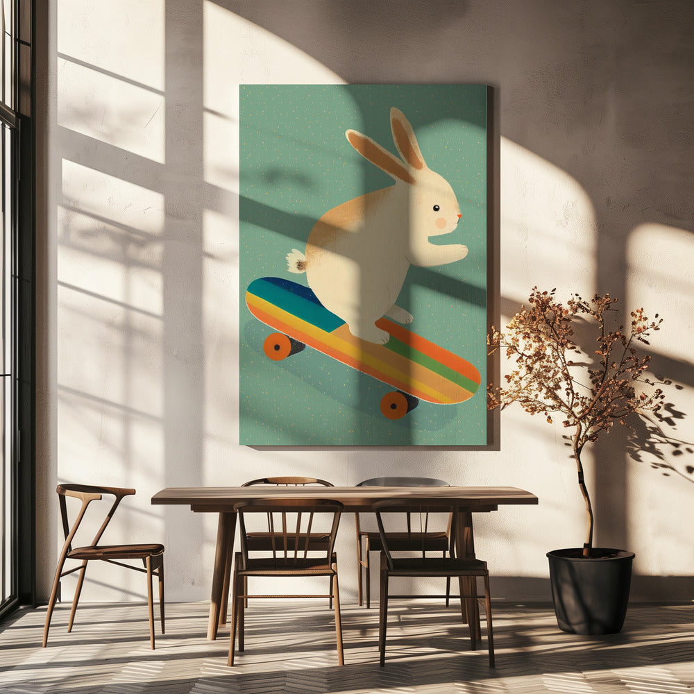 Skateboarding Hase | Leinwand