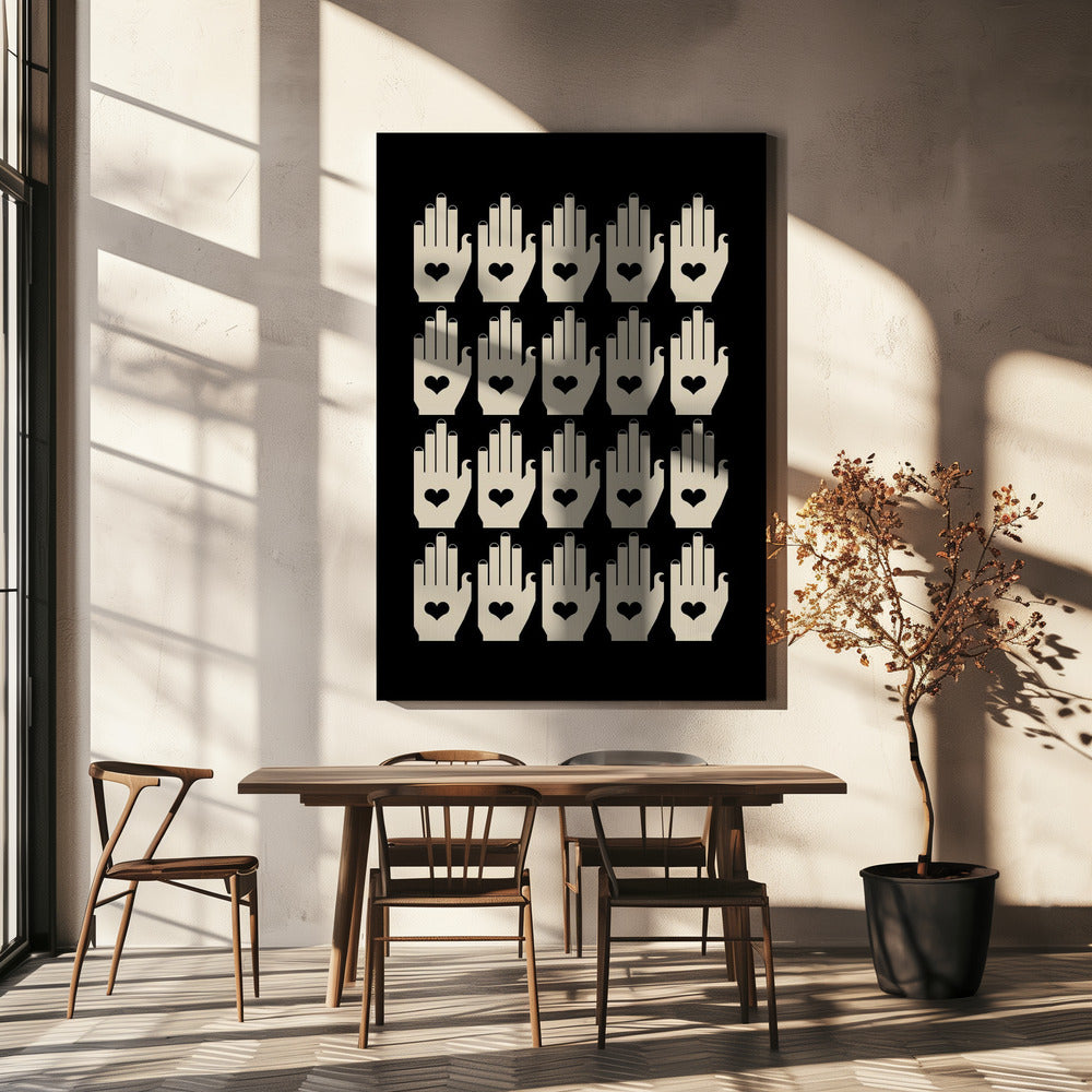 Retro Hands Black | Canvas