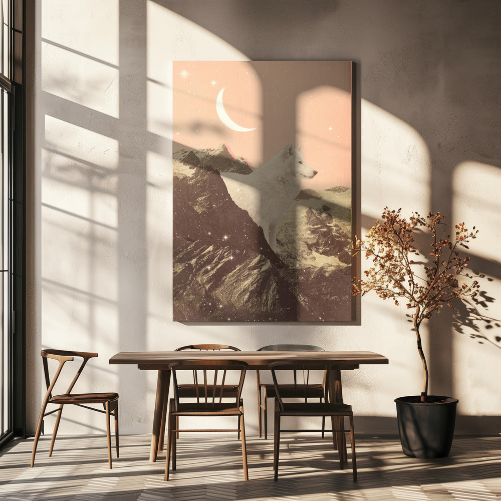 Giant White Wolf In Mountains | Canvas