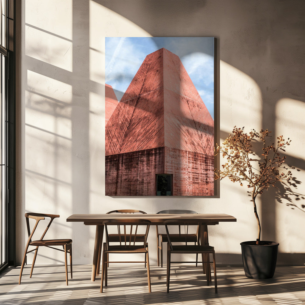 Purpurroter geometrischer Turm | Leinwand