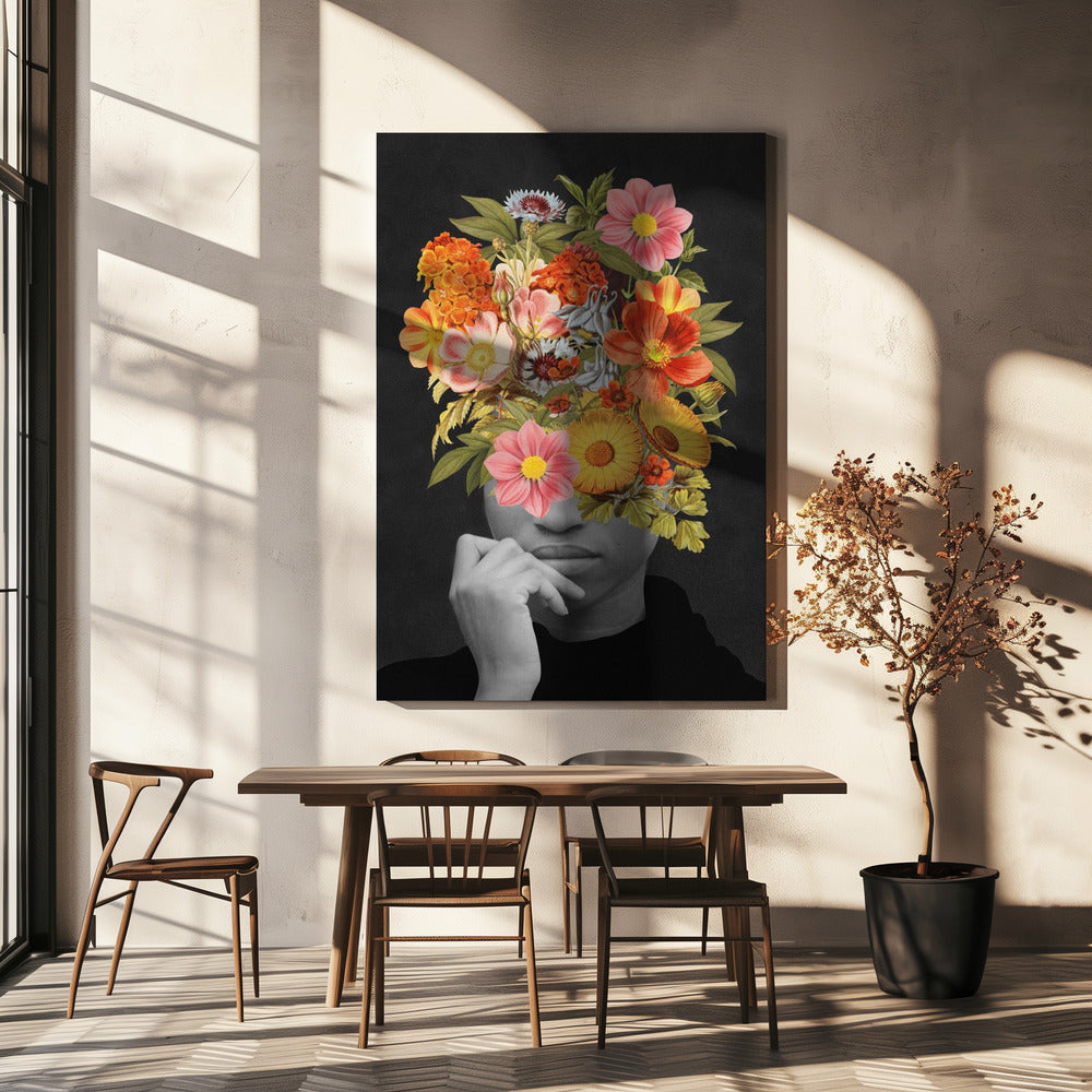 Farbenfroher Vintage-Blumenstrauß | Leinwand