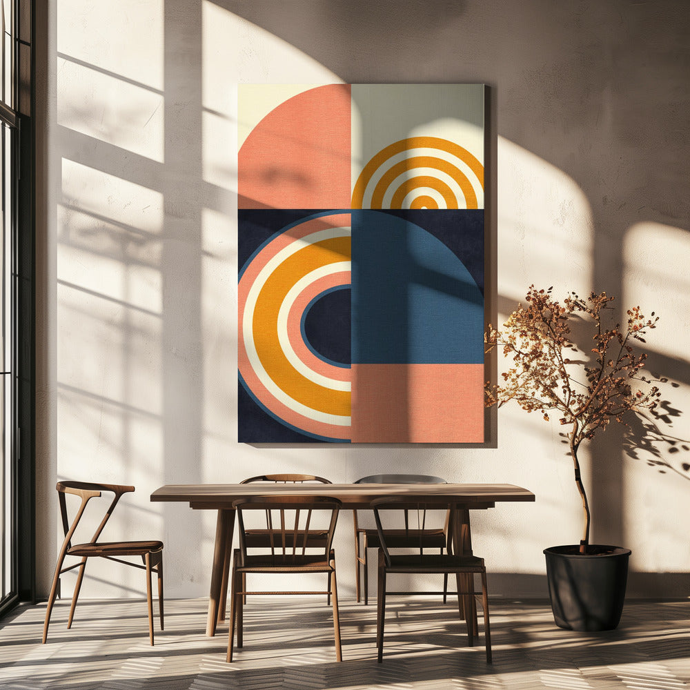 Rainbow Plus Shapes  Blue Mustard9 | Canvas