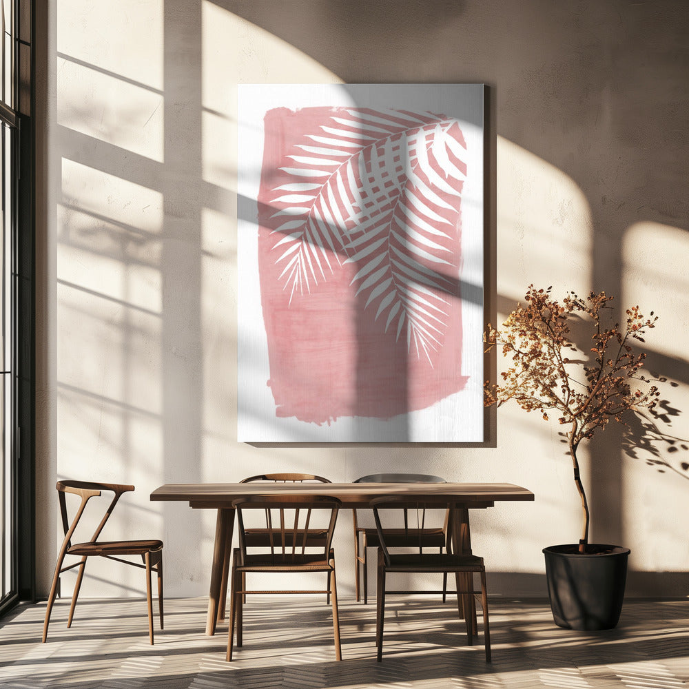 Pink Palm Leaves Foliage Silhouette | Canvas