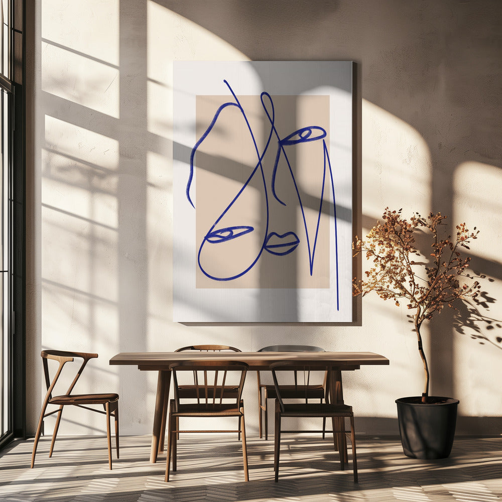Abstract Blue Line Art | Canvas