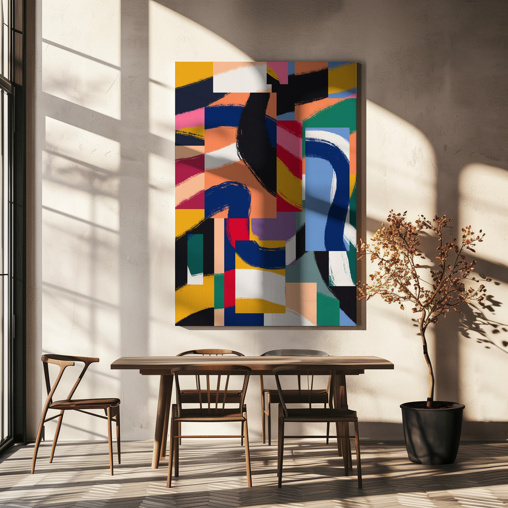 Formen mit dynamischen Pinselstrichen | Leinwand
