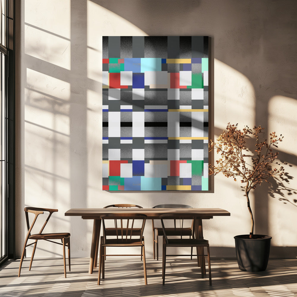 Abstraktes Design mit gitterartigem Muster | Leinwand