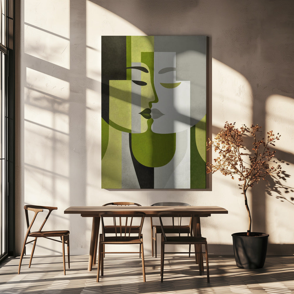 Kiss Me Green Grey | Canvas