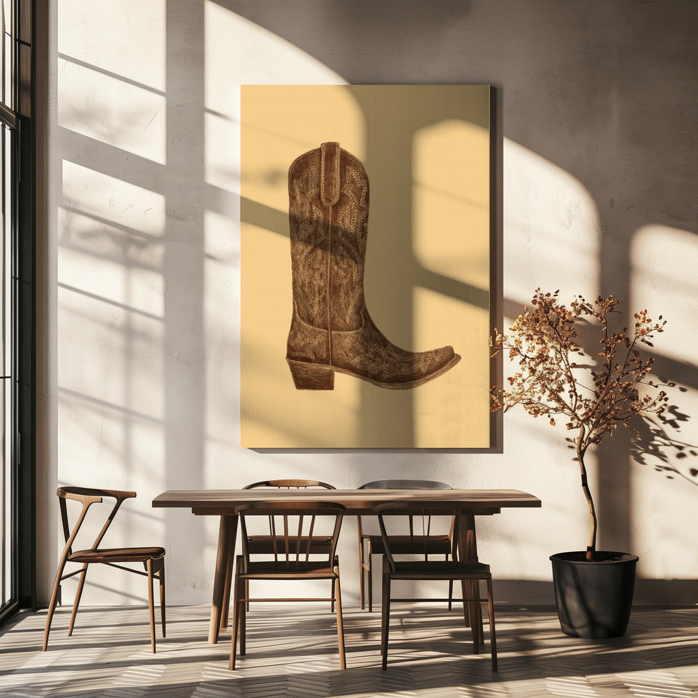 Brauner Cowgirl-Stiefel | Leinwand