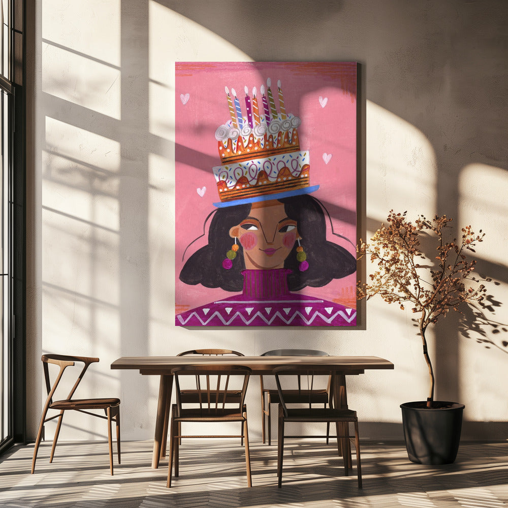 Frau mit Kuchen | Leinwand