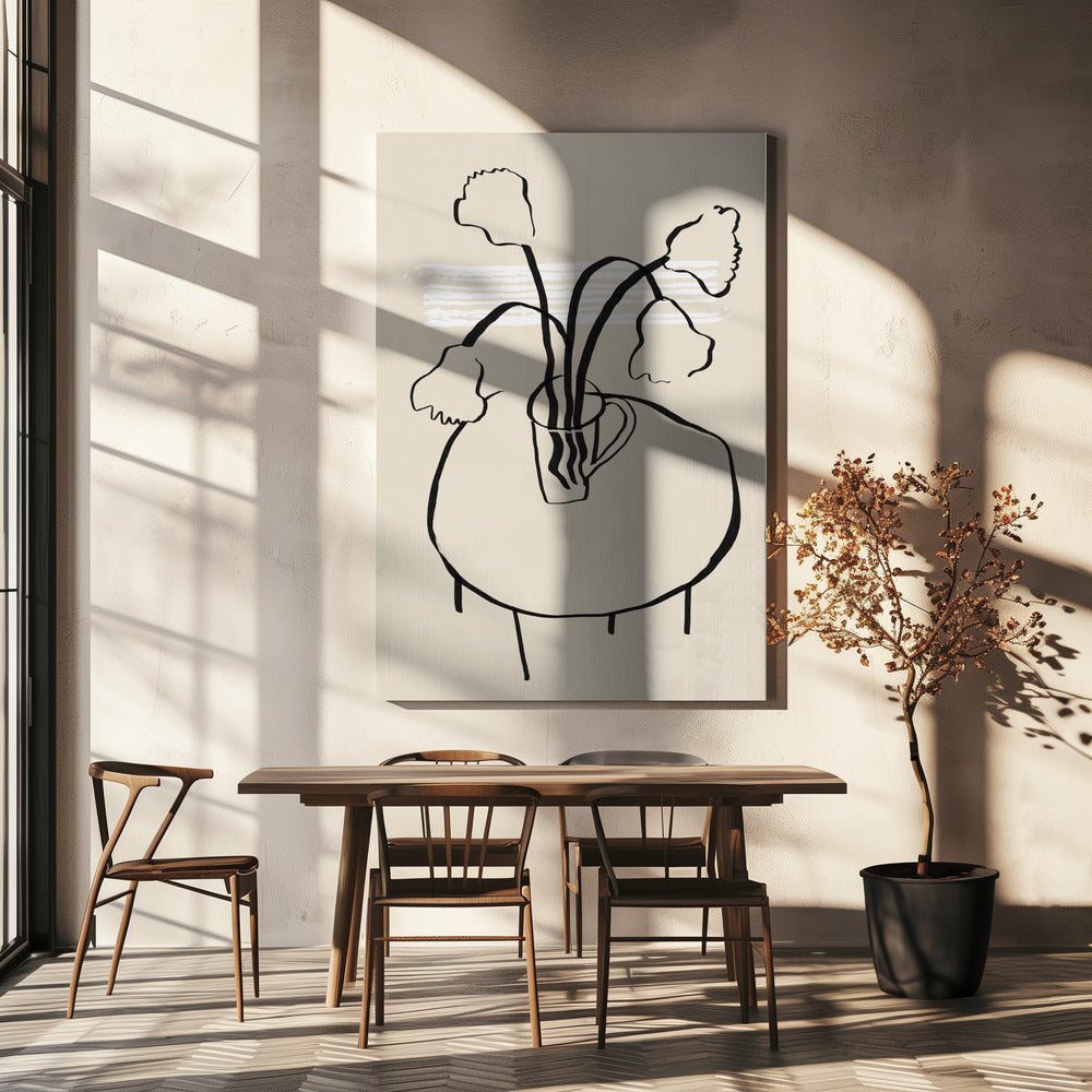Blumendekor auf einem runden Tisch | Leinwand