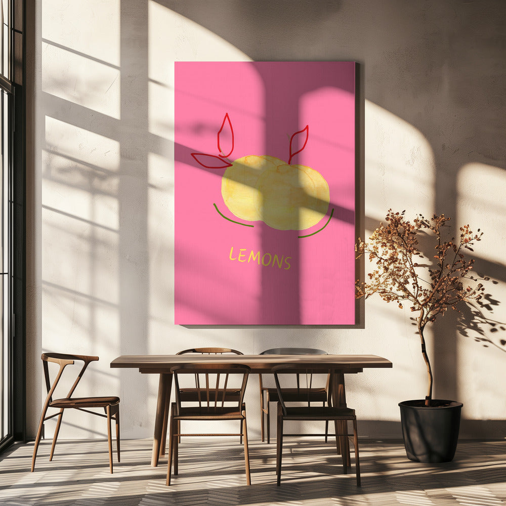 Zitronen in Pink | Leinwand