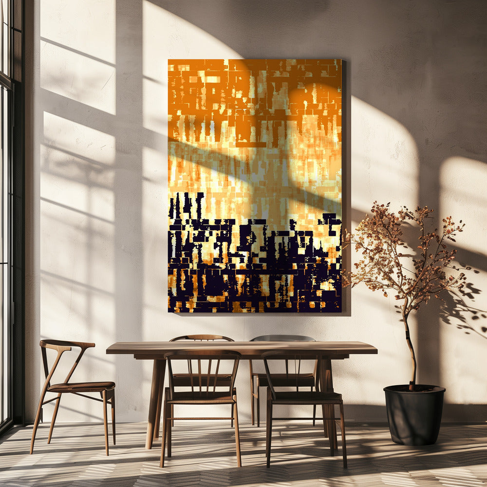Orange und schwarze Farbpalette mit pixeligen Texturen | Leinwand