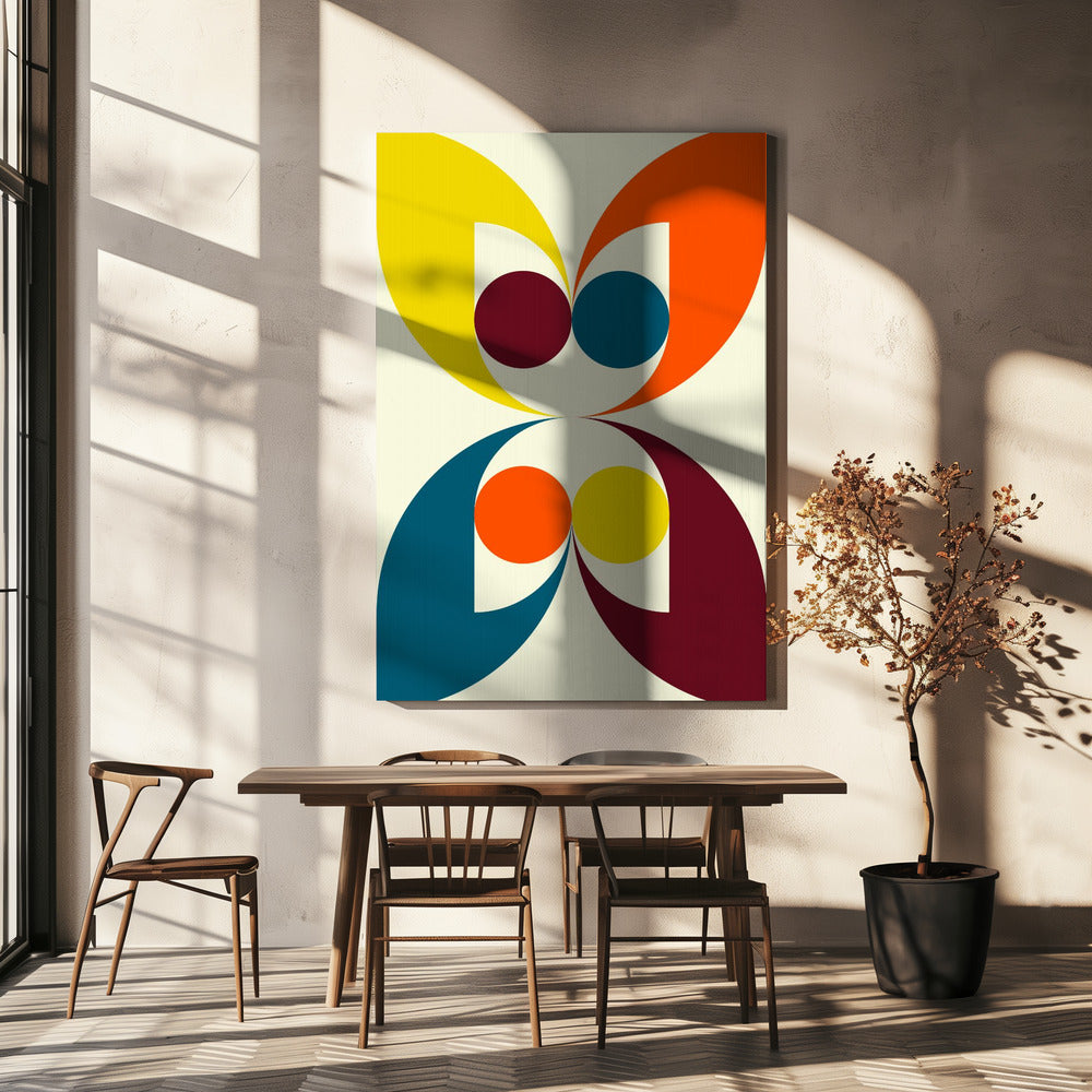 Bunte symmetrische Formen und Kreise | Leinwand