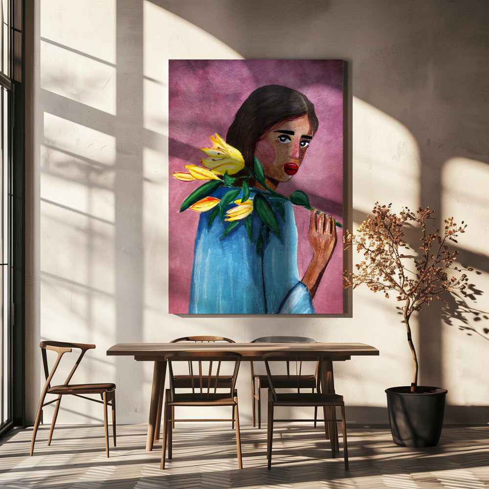 Frau mit Lilie | Leinwand
