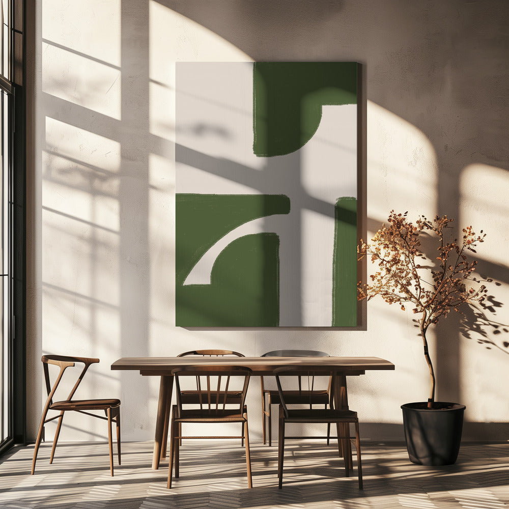 Green Geometric Flow | Canvas