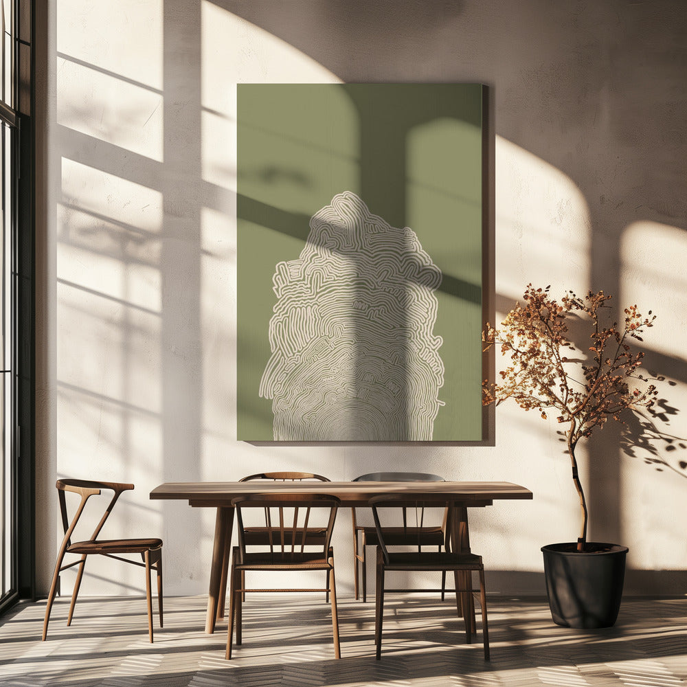 Linienzeichnung Grün Abstrakt | Leinwand