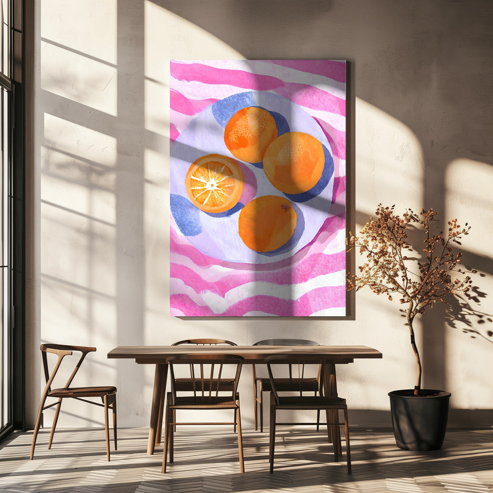 Orangen auf Teller | Leinwand