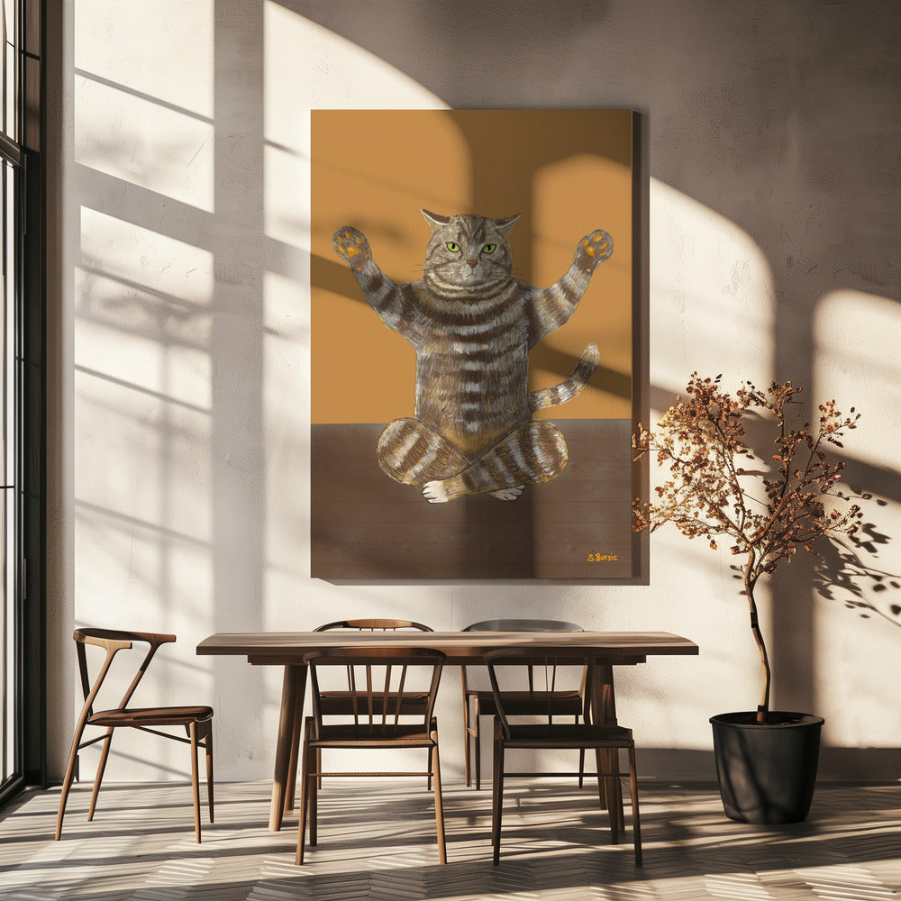 Yoga Katze Tan Hintergrund | Leinwand