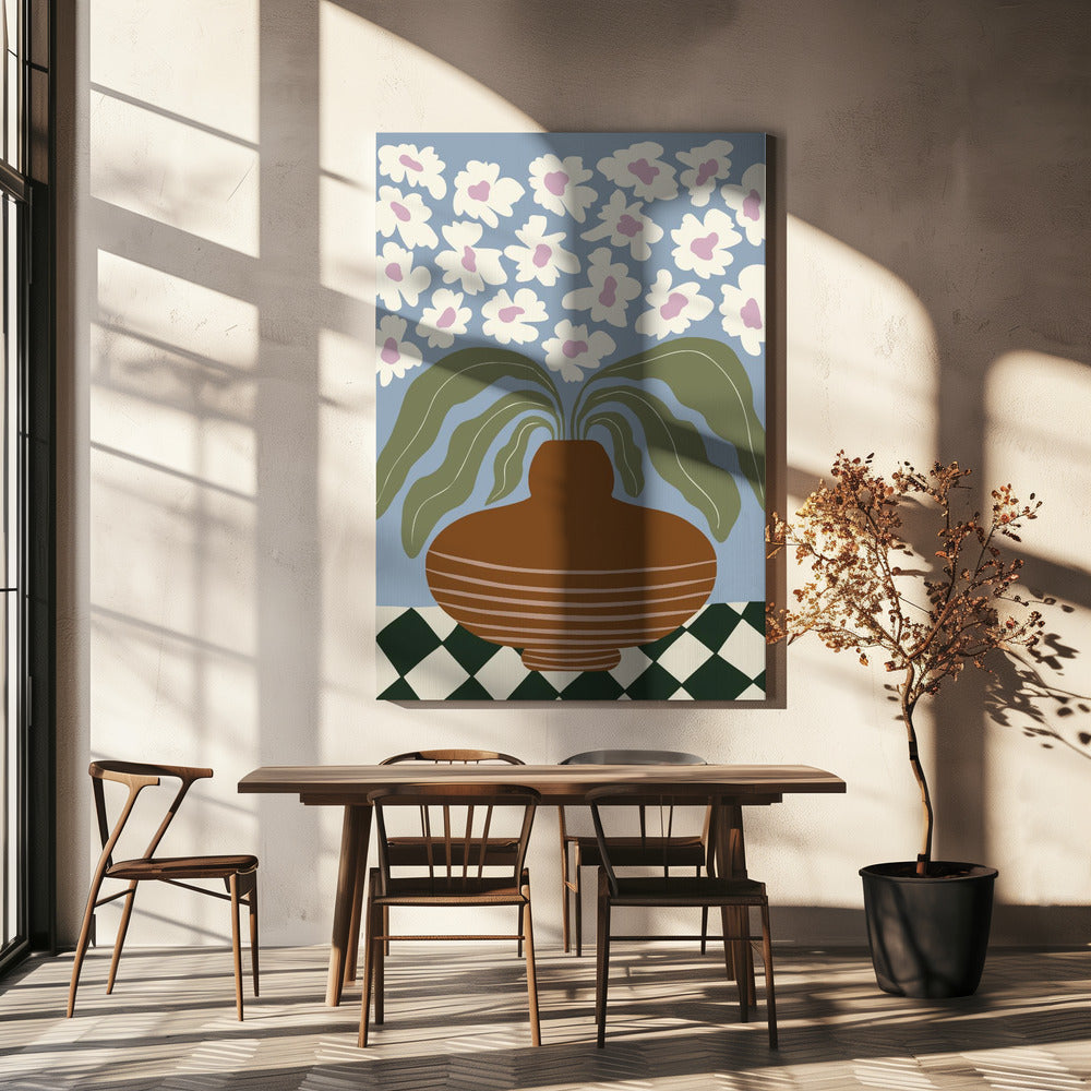 Retro Ton und Blume | Leinwand