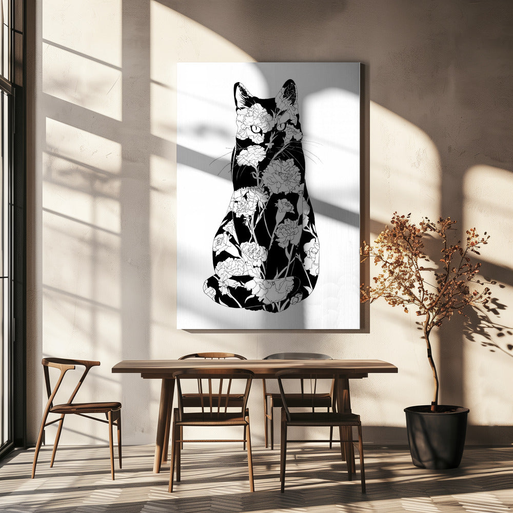Carnation Cat Original | Canvas