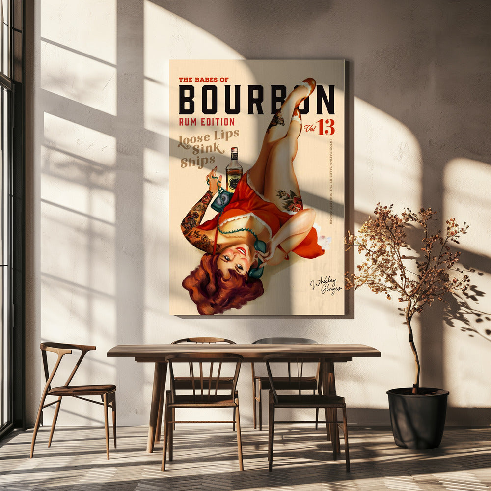 Babes of Bourbon Vol 13 Rum trinkendes Pinup-Girl-Kunst | Leinwand