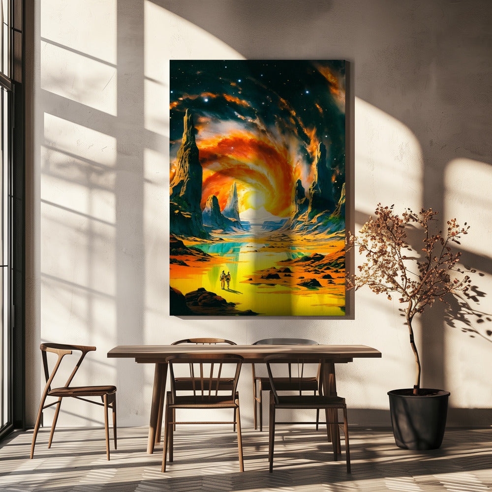 Romantischer Weltraumspaziergang | Leinwand