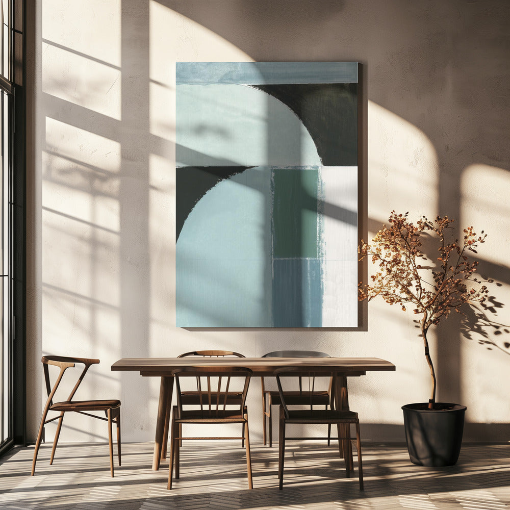 Abstrakte blaue Formen Nr. 1 Druck | Leinwand
