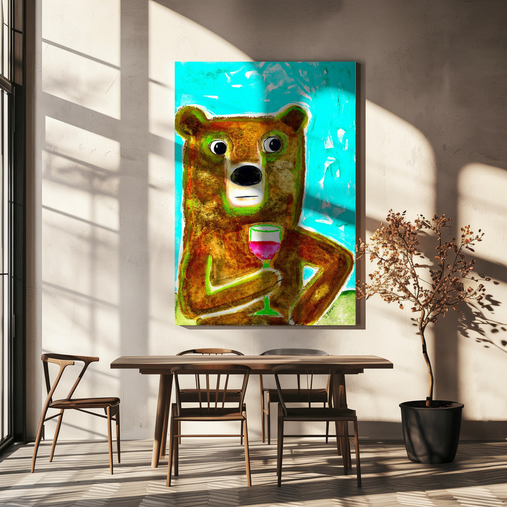 Herr Bär an der Bar | Leinwand