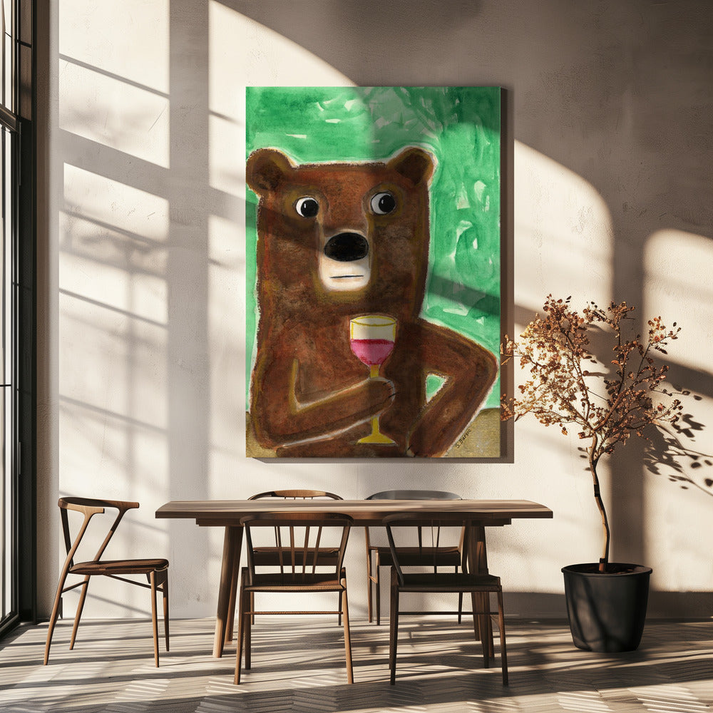 Herr Bär an der Bar | Leinwand