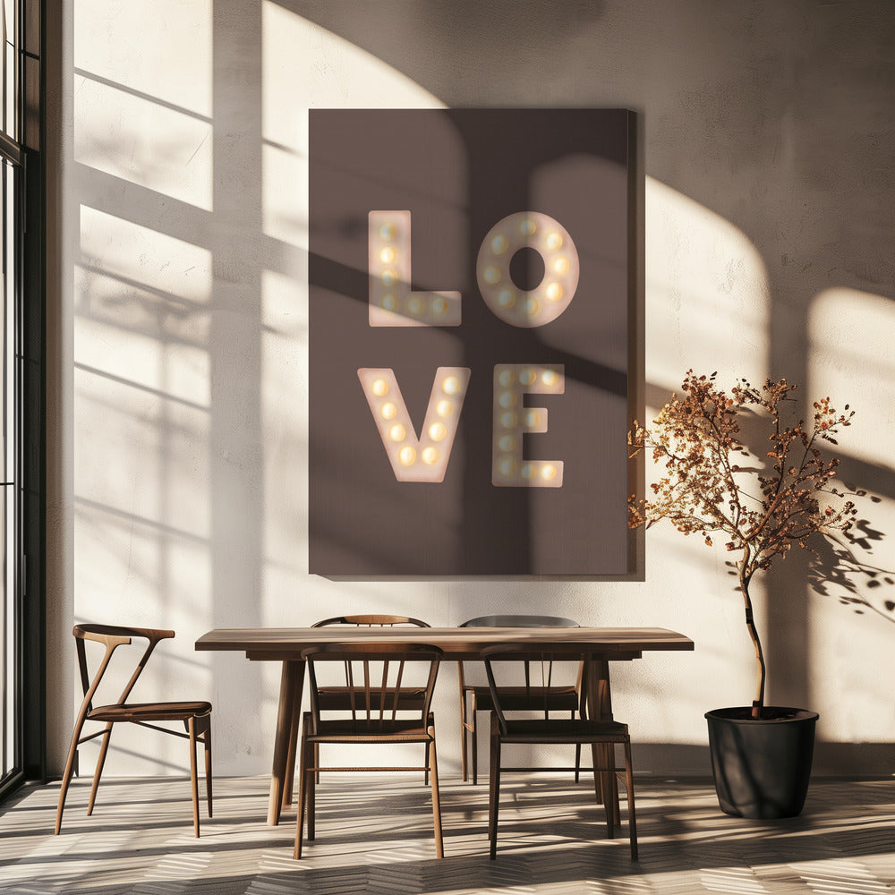 Love Leuchtbuchstaben Kaffeequarz | Leinwand