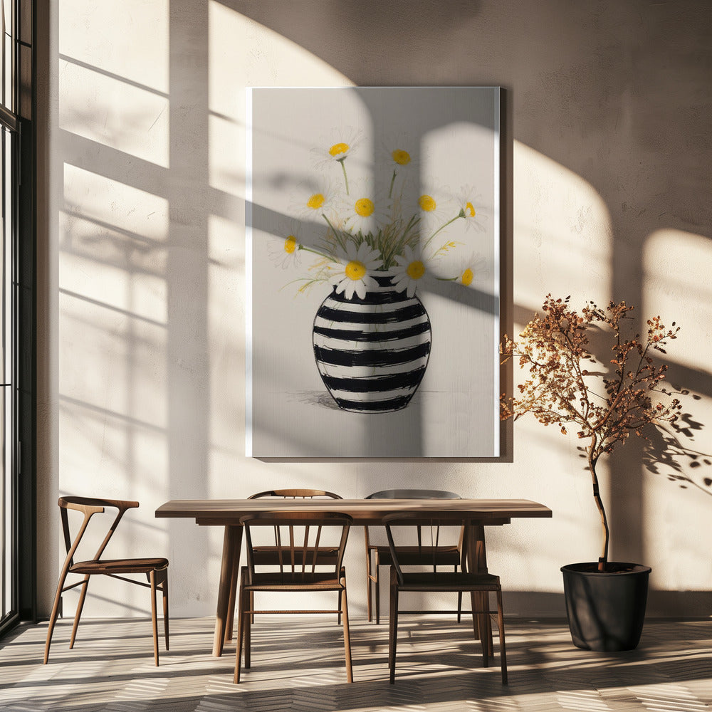 Gestreifte Vase Gänseblümchen | Leinwand