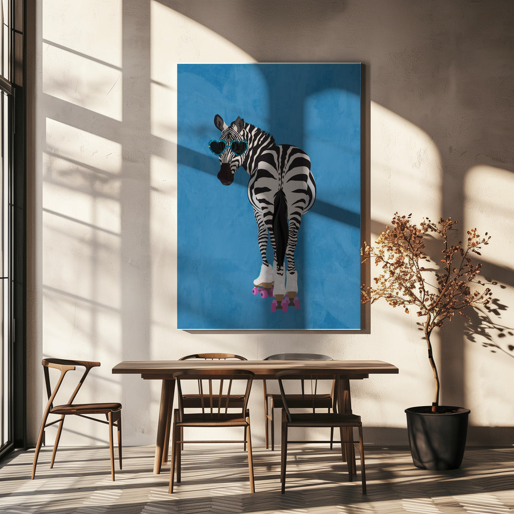 Rollschuh Zebra blau | Canvas