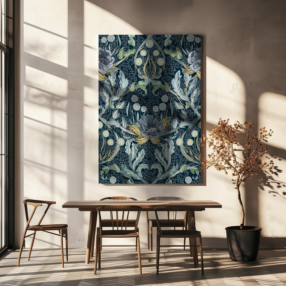 Floral Heritage Morris Moonshine Blaues Muster | Leinwand