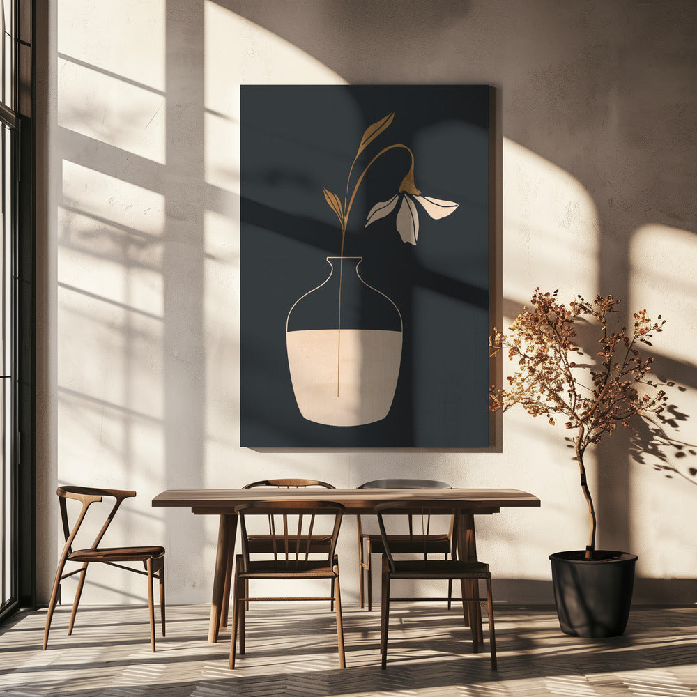 Minimale abstrakte Kunst Vase Blume | Leinwand