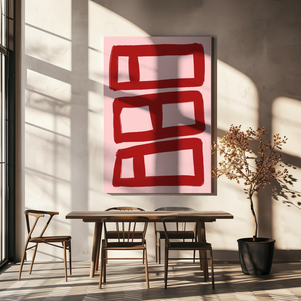 Rote Symmetrieblöcke | Leinwand