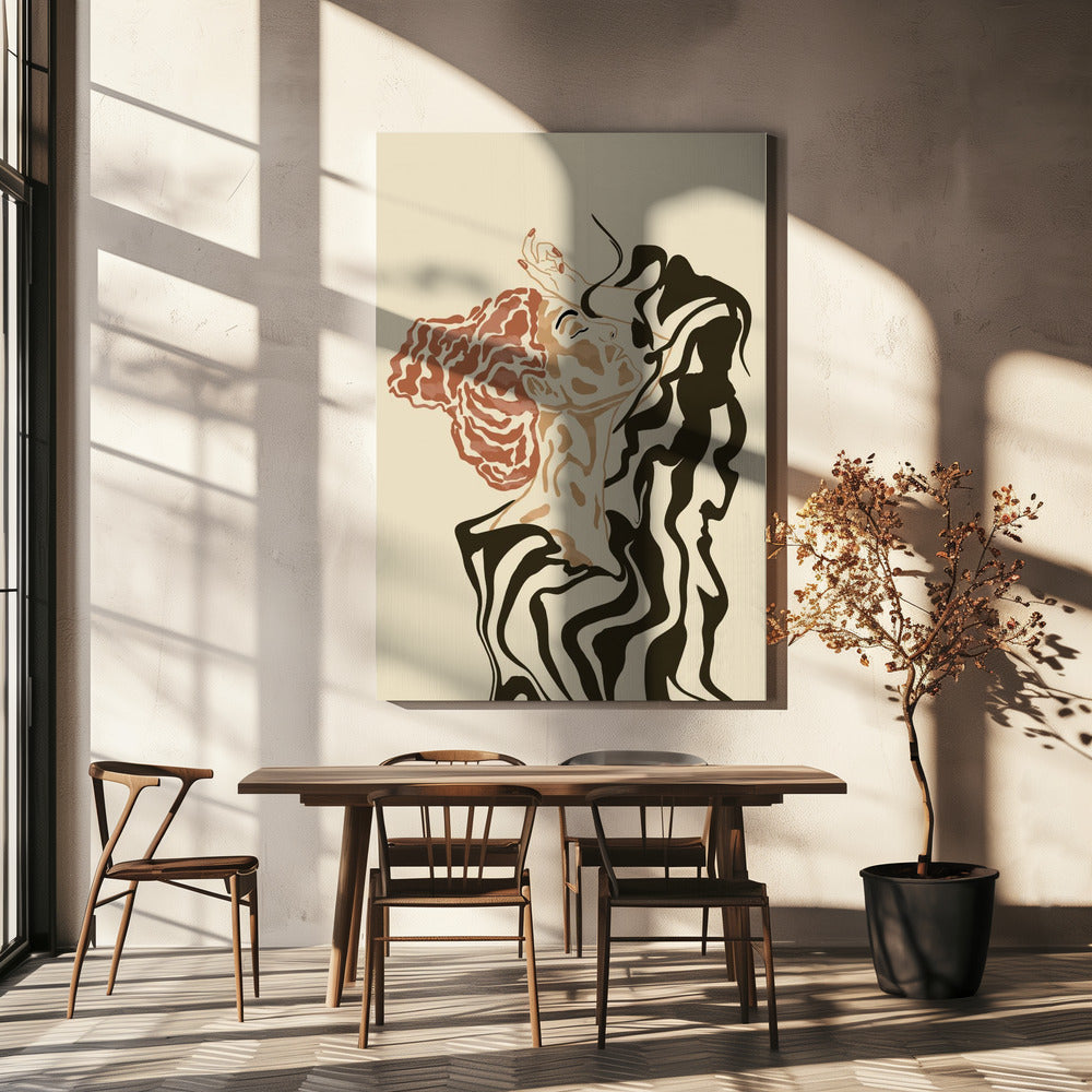 Frau in gestreifter Bluse | Leinwand