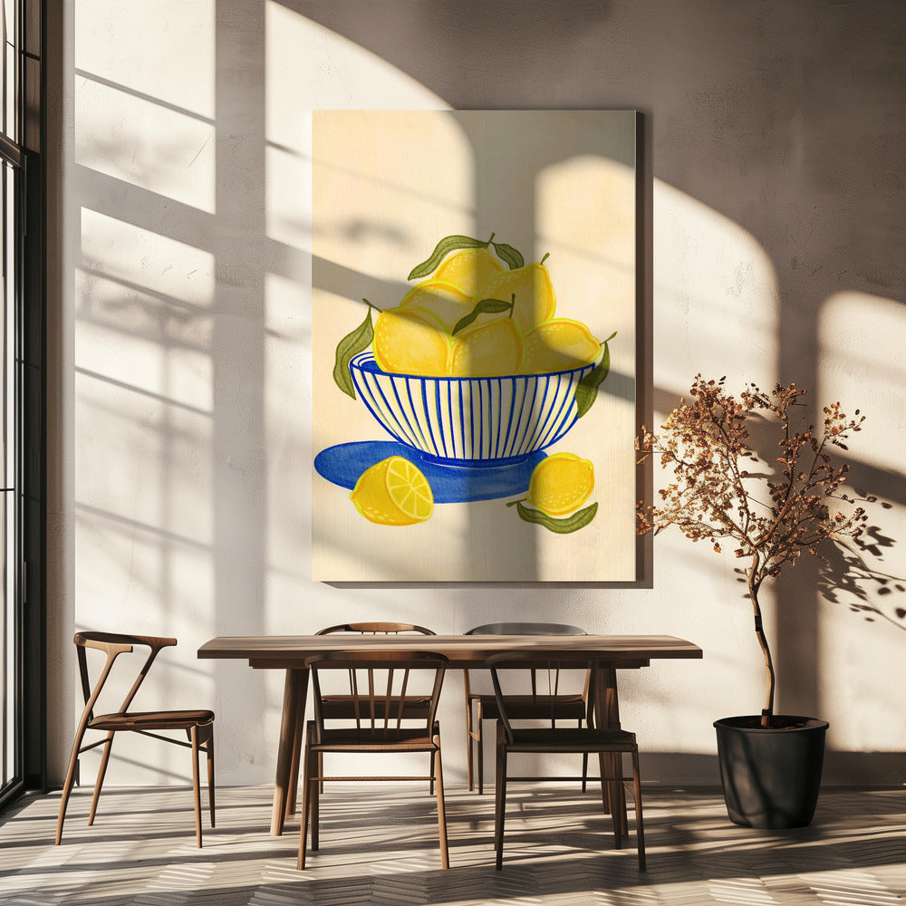 Bowl Of Vibrant Yellow Lemons | Canvas