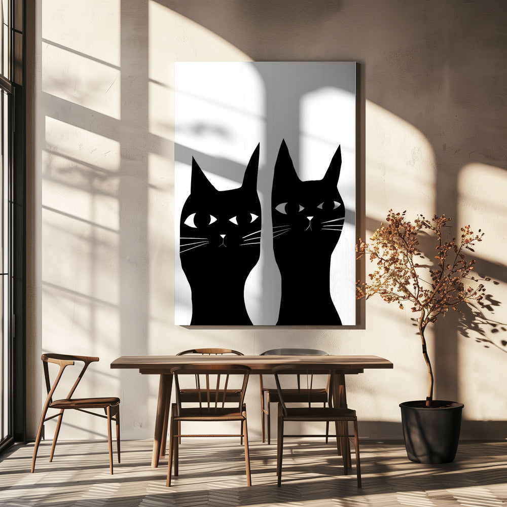 Zwei schwarze Katzen | Leinwand