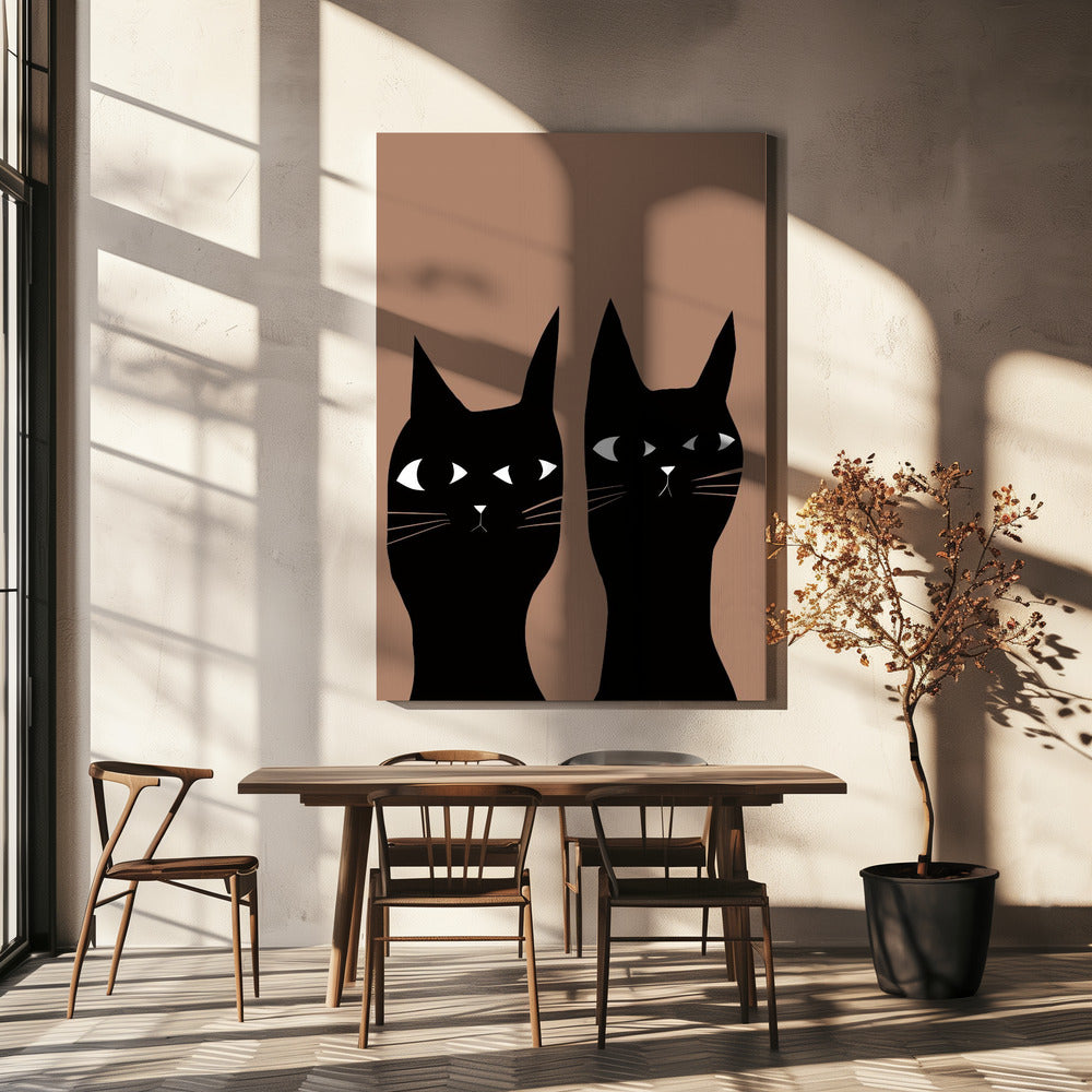 Zwei schwarze Katzen | Leinwand