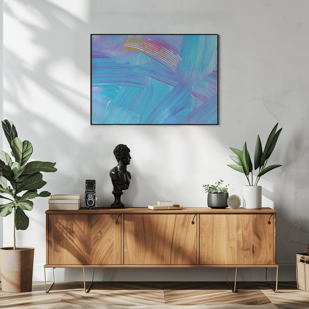 Leuchtend blaue Pinselstriche | Poster