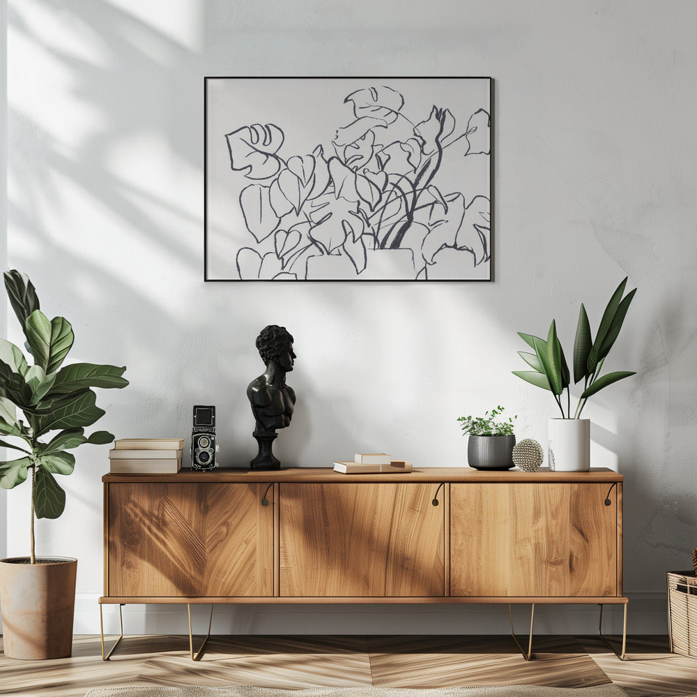 Schwarz-Weiß-Monstera klein | Poster