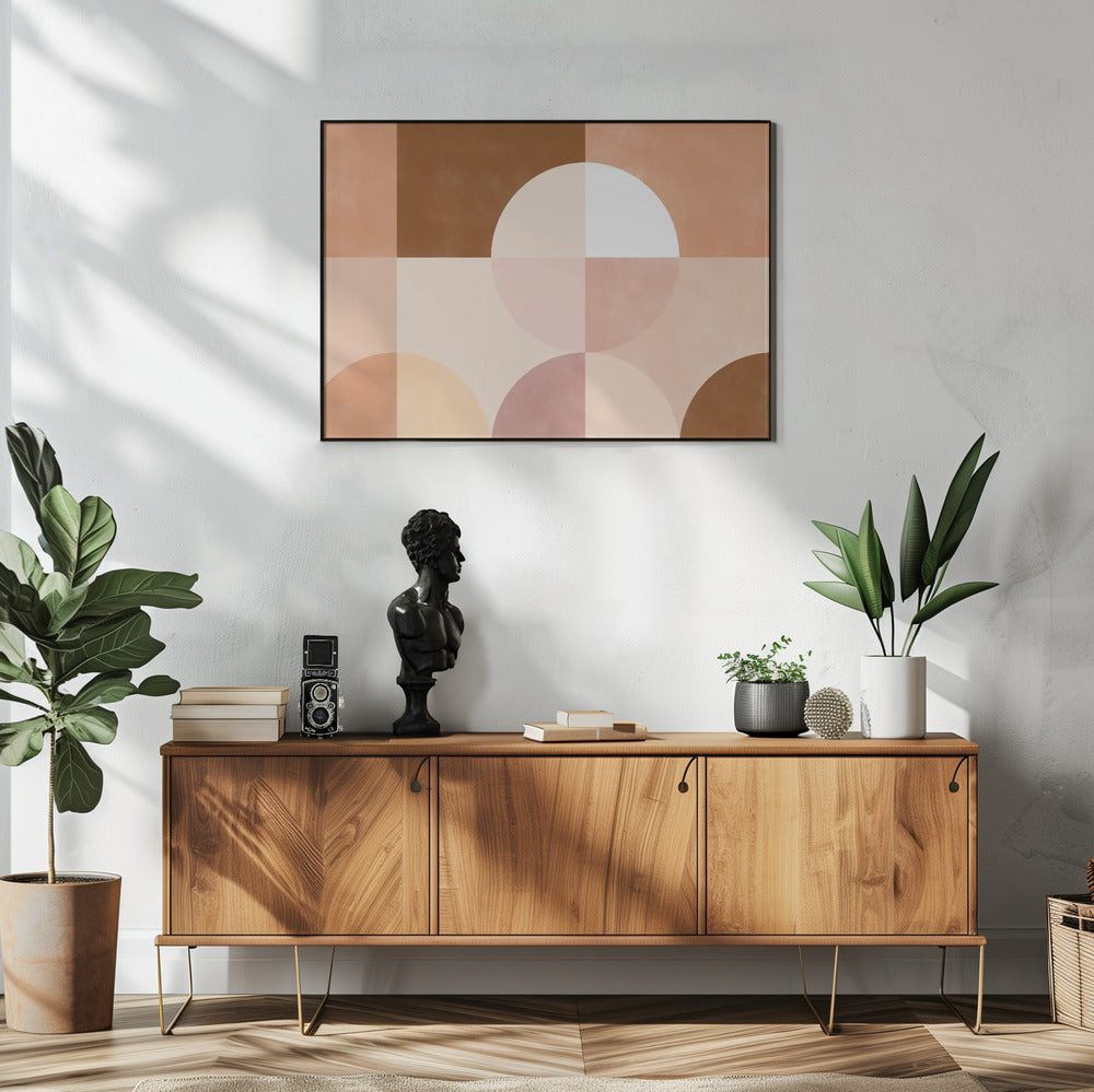 Geometrische Kreise und Quadrate in Erdtönen | Poster