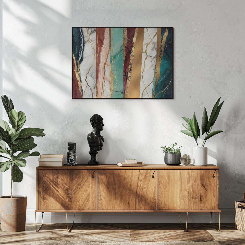 Marmortexturen mit satten Goldadern | Poster