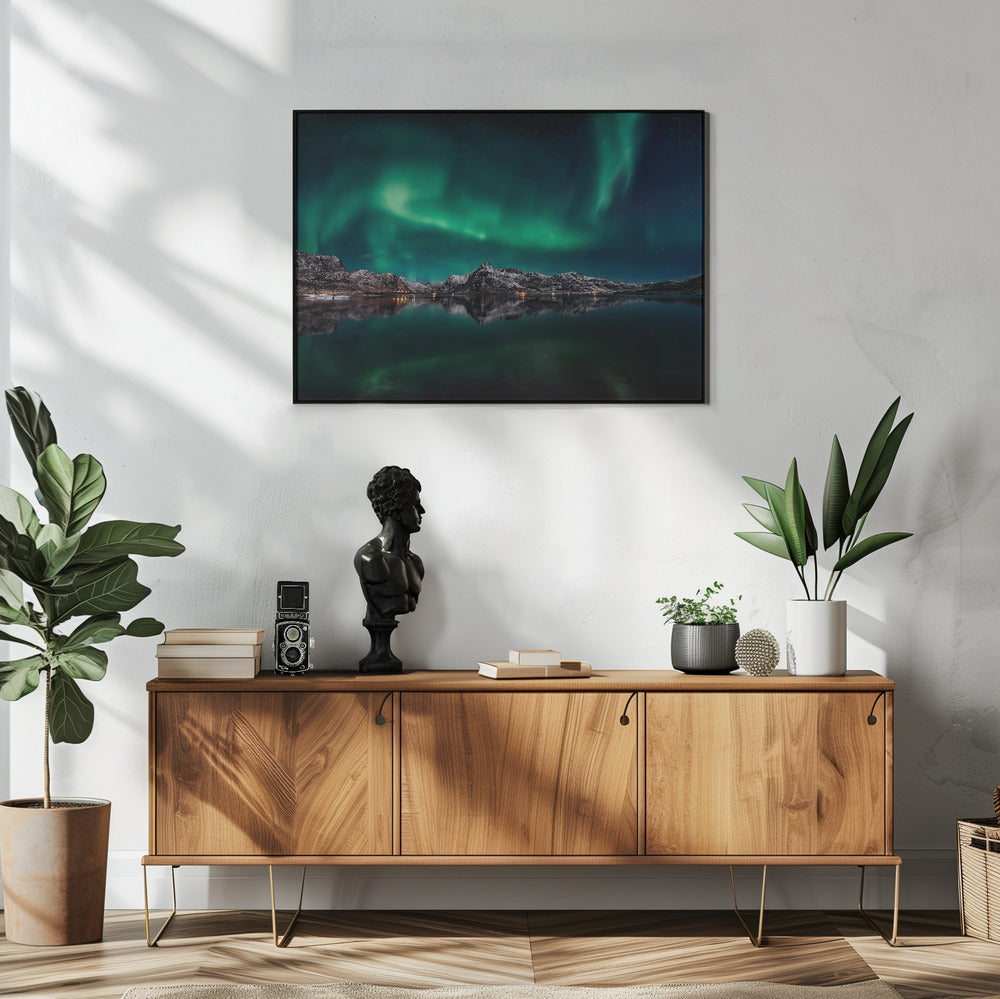 Lofoten Aurora Reflexion | Poster